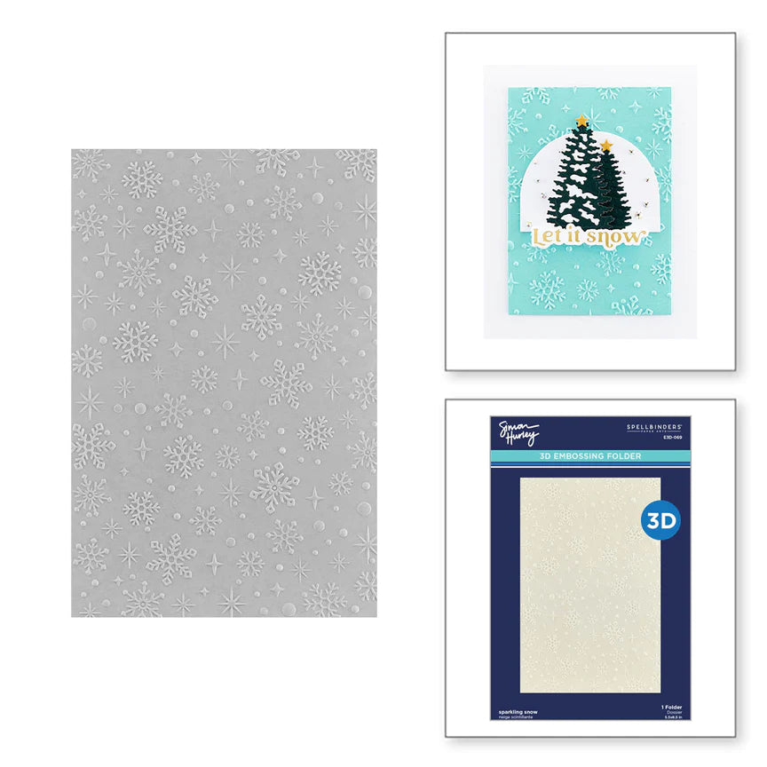 SPARKLING SNOW 3D EMBOSSING FOLDER FROM THE SIMON'S SNOW GLOBES COLLECTION BY SIMON HURLEY