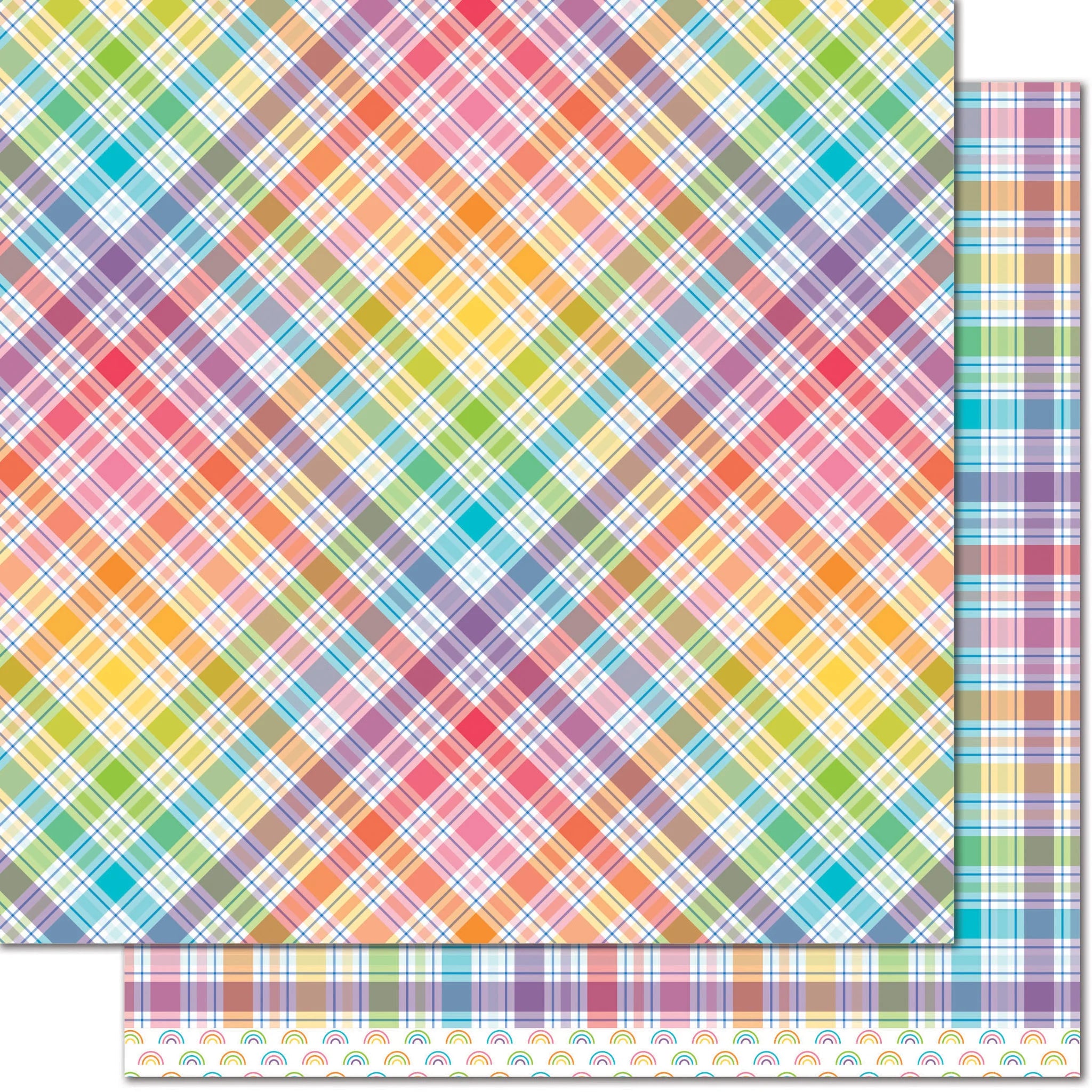 Perfectly Plaid Rainbow Gummy Bears 12x12 Double Sided Patterned Paper