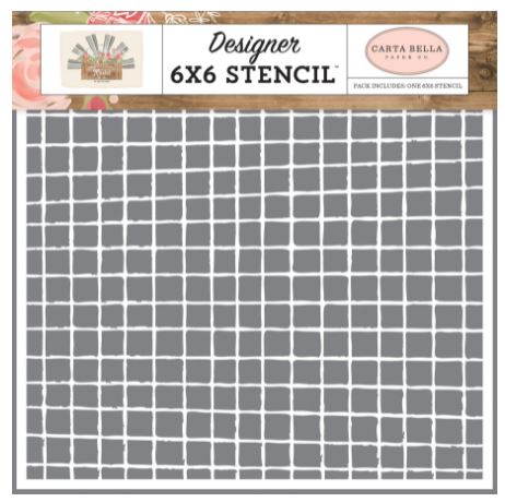 Carta Bella Stencil 6X6 Vintage Grid, Farmhouse Market