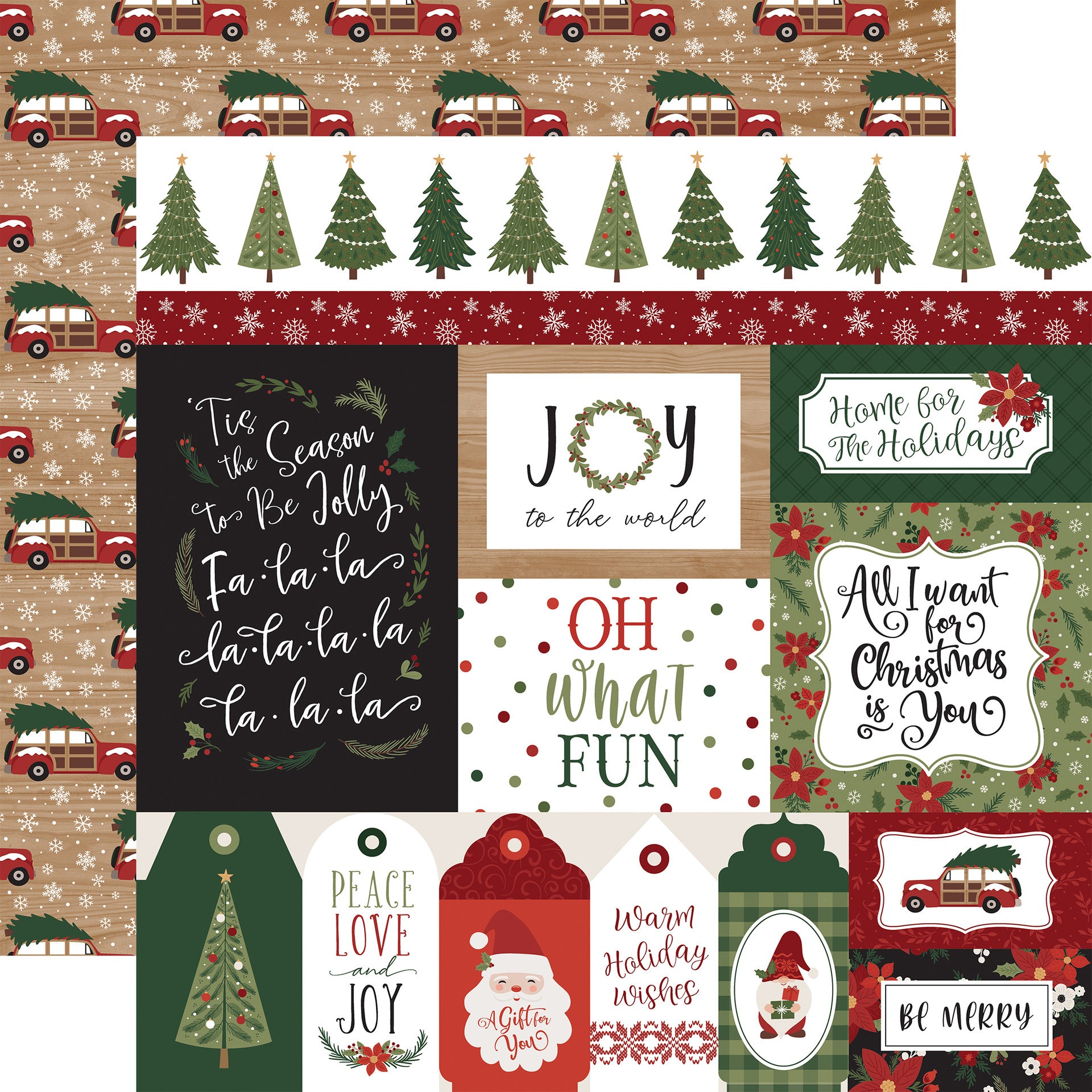 Gnome for Christmas - Multi Journaling Cards 12x12 Patterned Paper