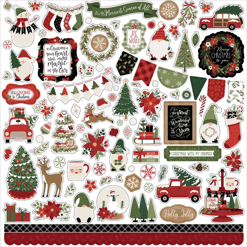 Gnome for Christmas 12x12 Element Sticker Sheet