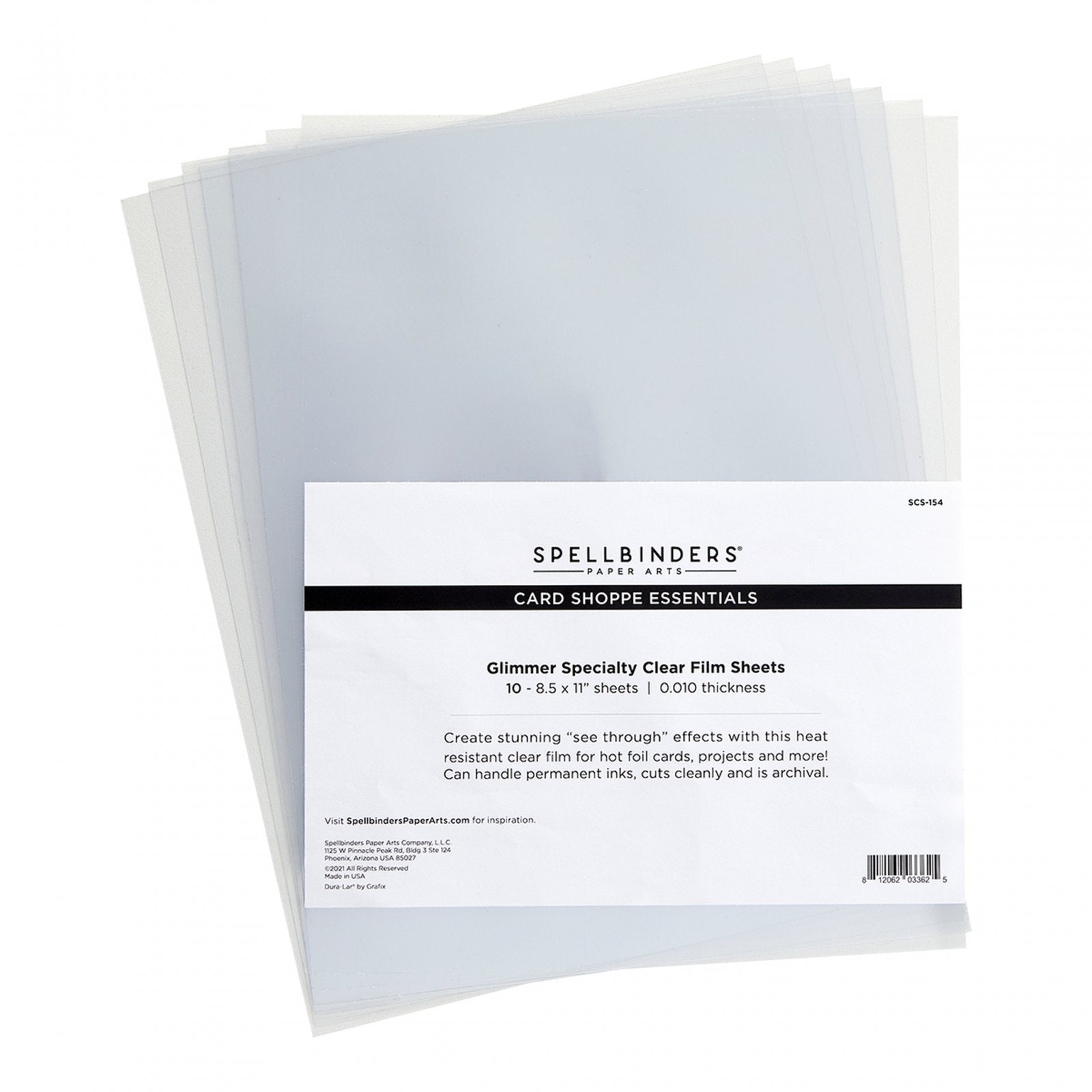 GLIMMER SPECIALTY CLEAR FILM SHEETS 8 1/2" X 11" - 10 PACK