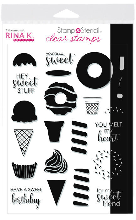 Stamp n Stencil - Sweet Stuff Clear Stamps, Rina K Designs