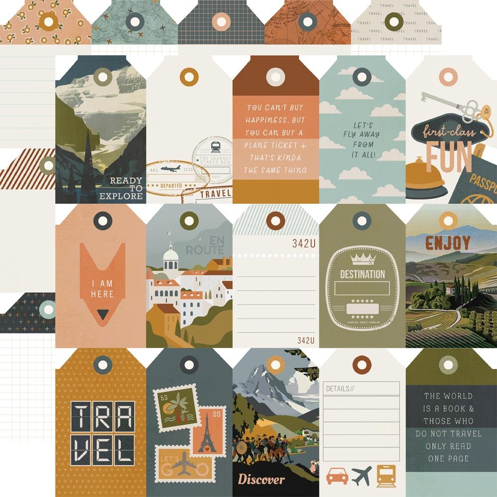 Here + There Tag Elements 12x12 Double-Sided Patterned Paper