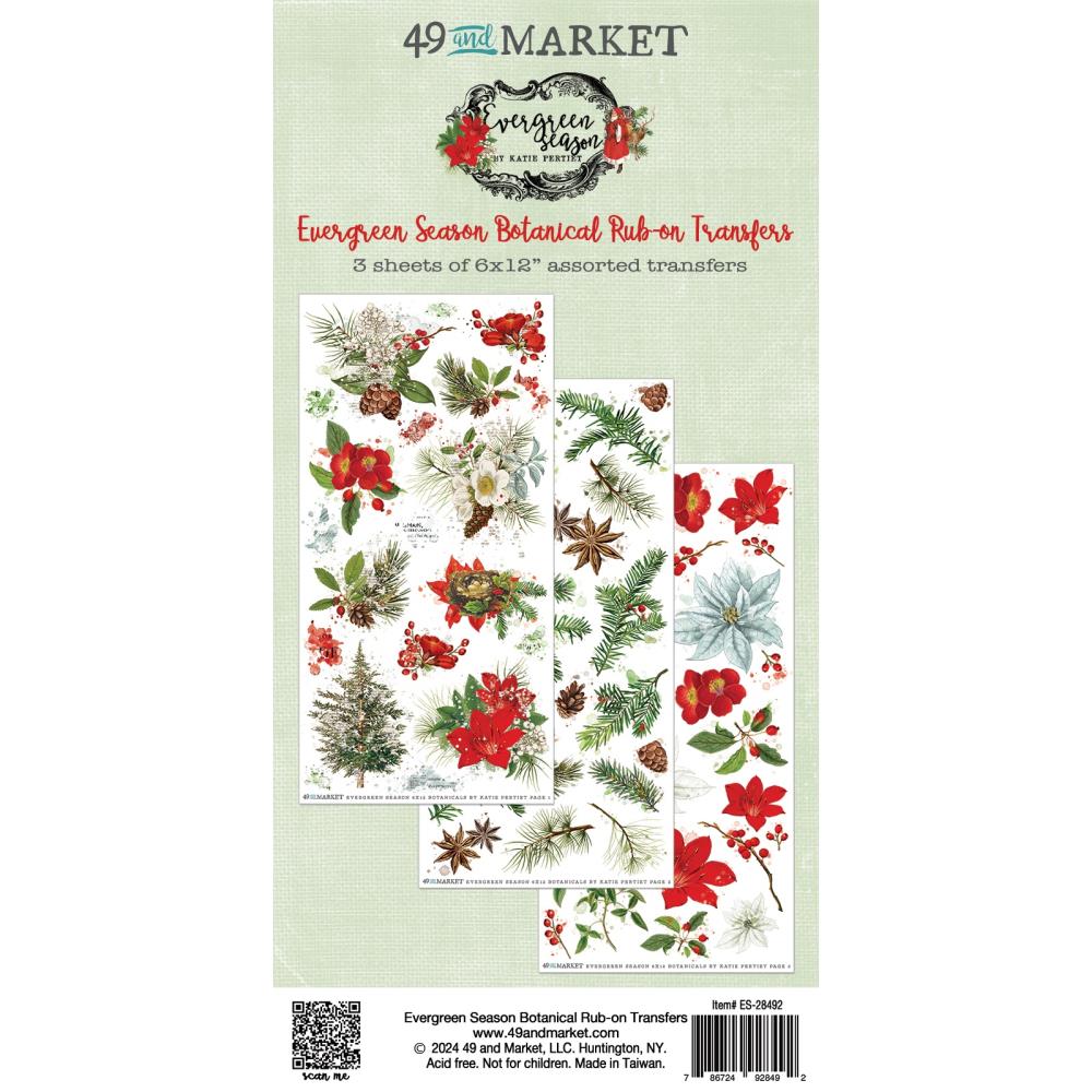 Evergreen Season Botanical Rub-Ons Transfers