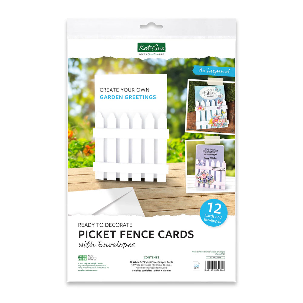 Picket Fence Cards & Envelopes - White 5x7, Pack of 12