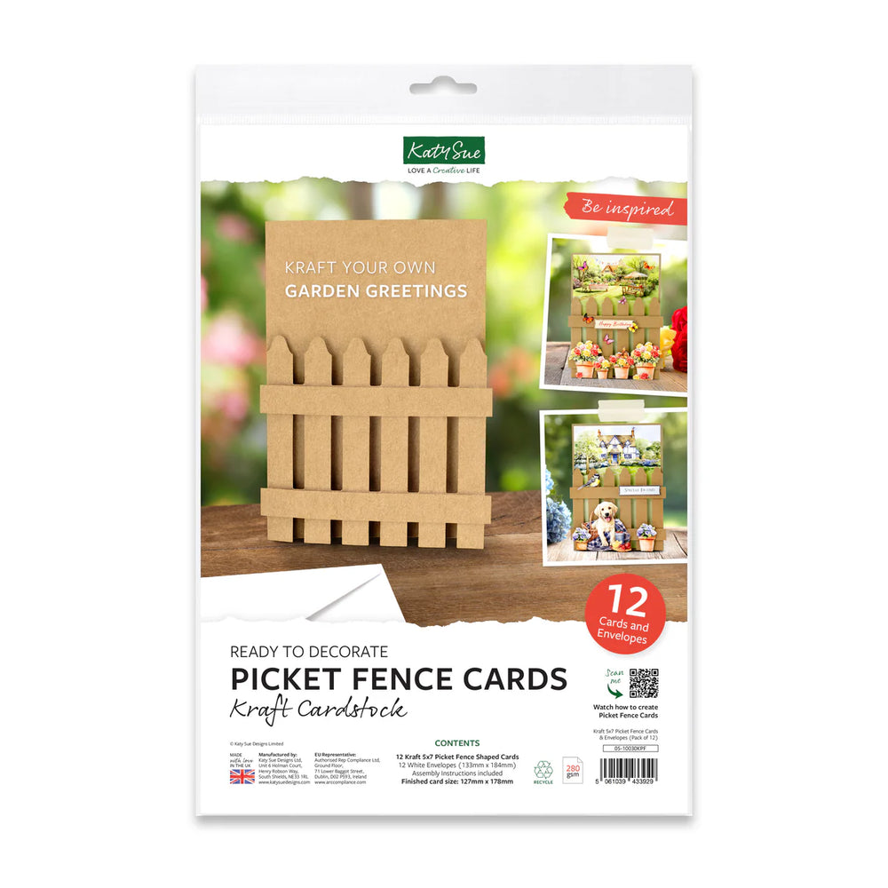 Picket Fence Cards & Envelopes - Kraft 5x7, Pack of 12