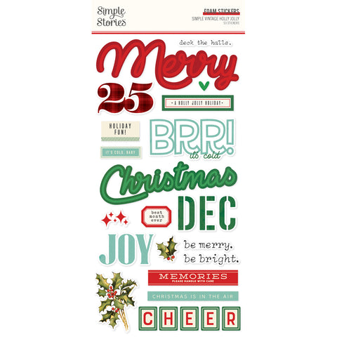 Simple Vintage Holly Jolly Foam Stickers