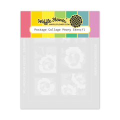 Postage Collage Peony Stencil