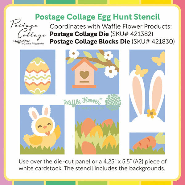 Postage Collage Egg Hunt Stencil