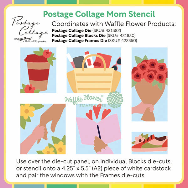 Postage Collage Mom Stencil