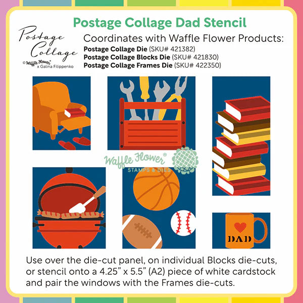 Postage Collage Dad Stencil