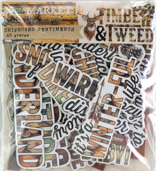 49 & Market Timber & Tween Chipboard Sentiments pack