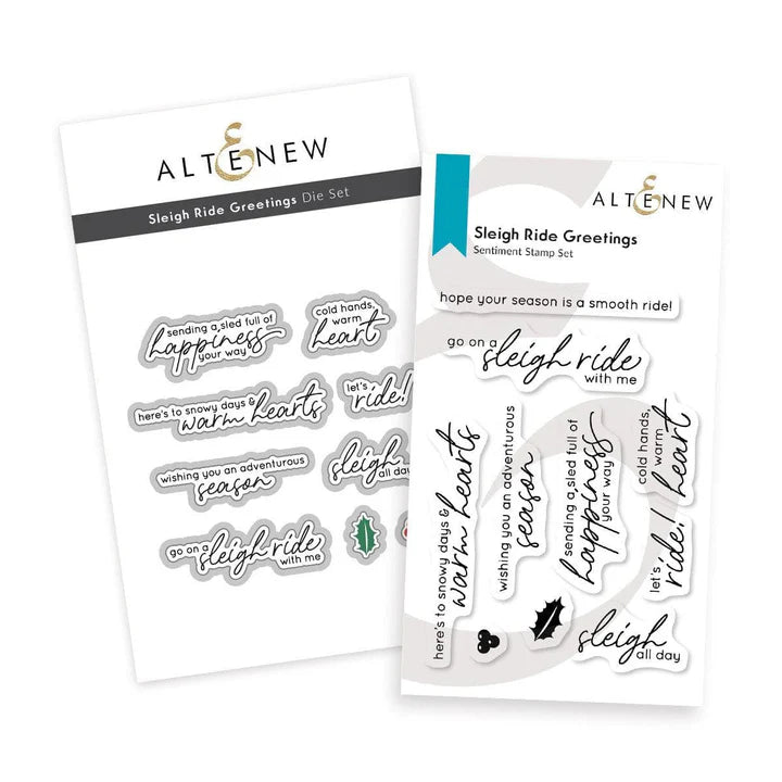 Altenew stamp die bundle sleigh ride greetings