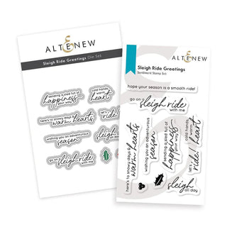 Altenew stamp die bundle sleigh ride greetings