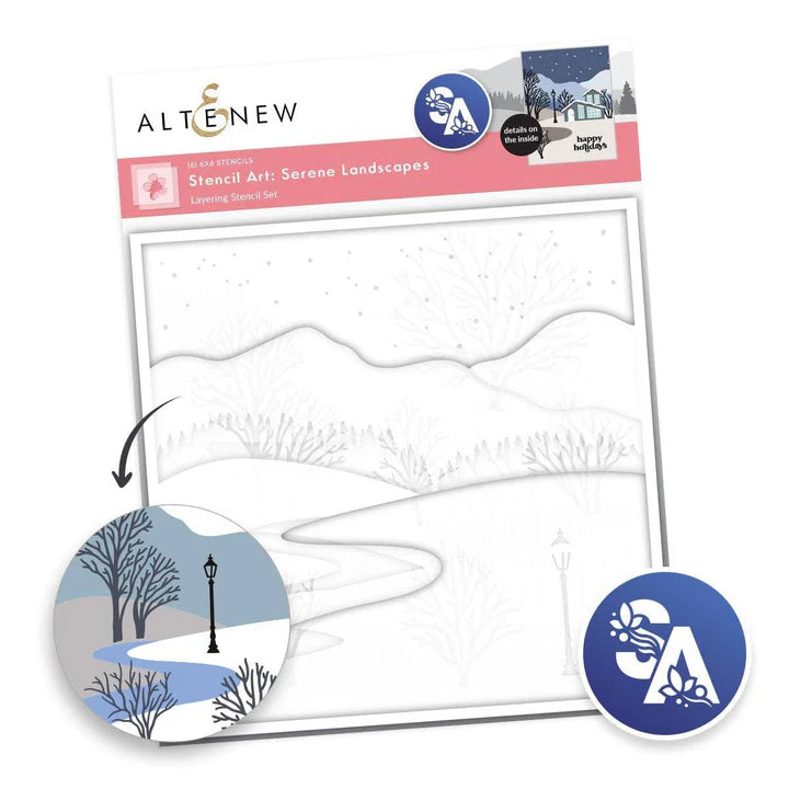 Altenew stencil stencil art serene landscapes layering stencil set