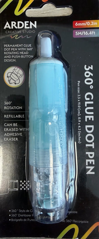 Arden Creative 360 glue dot pen packaging with black background