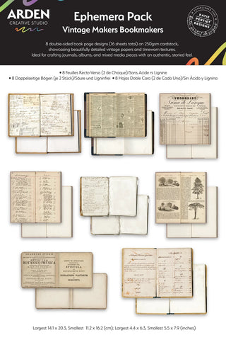 Arden Creative Studio Vintage Makers Bookmakers Ephemera Pack
