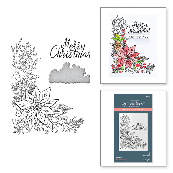 Pointsettia Corner Press Plate & Die Set