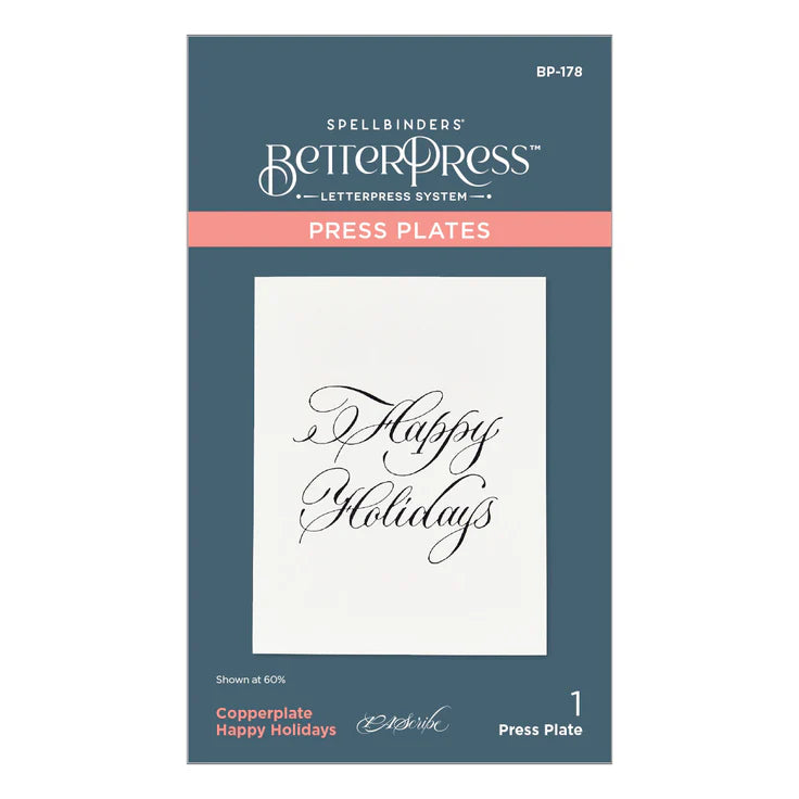 Copperplate Happy Holidays Press Plate