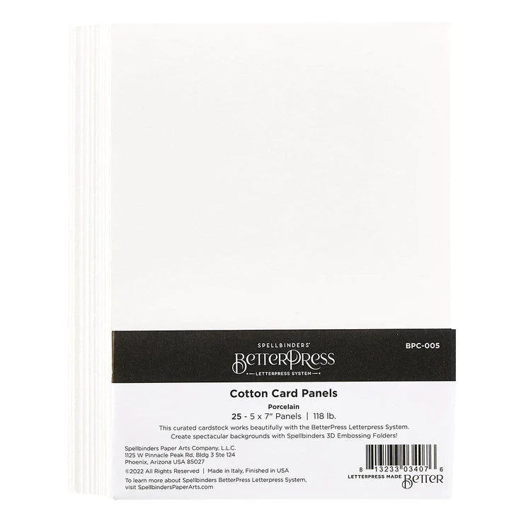 Porcelain BetterPress A7 Cotton Card Panels - 25 Pack