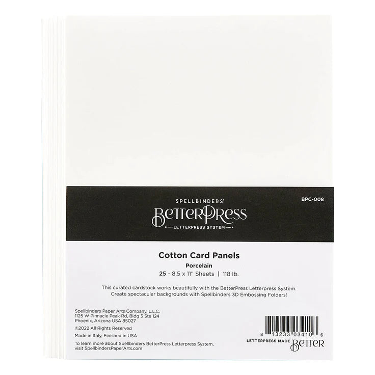 Porcelain BetterPress Cotton 8 1/2 x 11" Sheets - 25 Pack