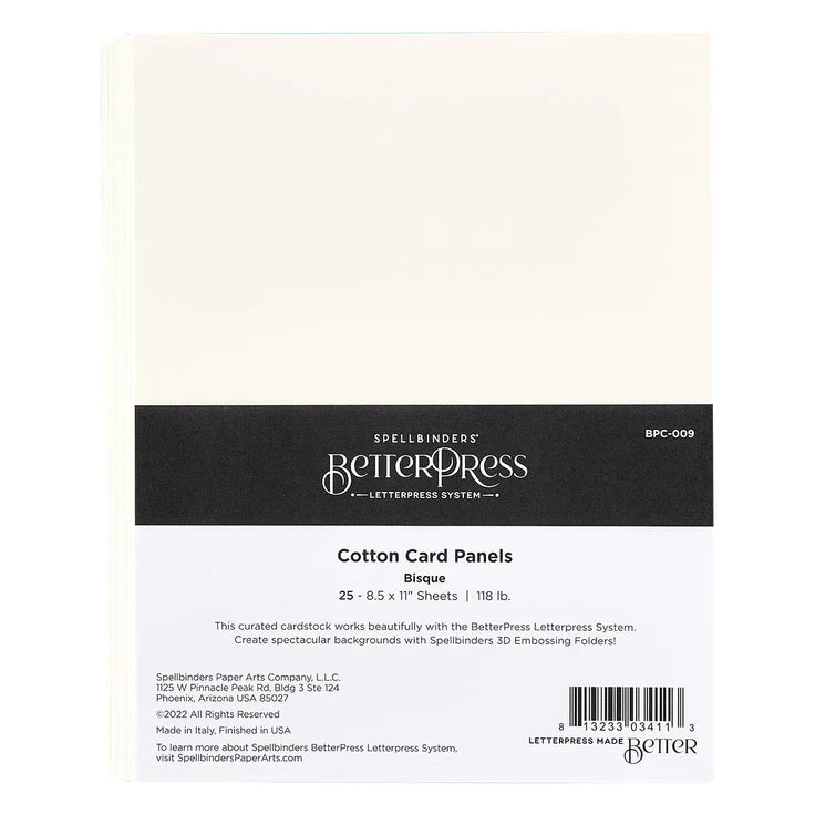Bisque BetterPress Cotton 8 1/2 x 11" Sheets - 25 Pack