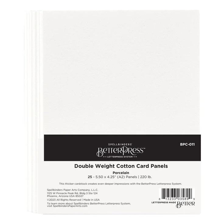 Porcelain Double Weight BetterPress A2 Cotton Card Panels - 25 Pack