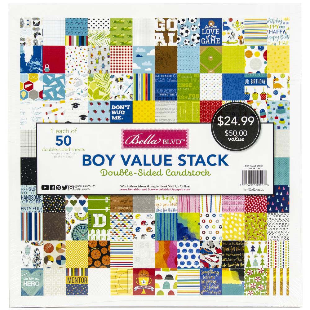 Bella Boulevard Boy Value Stack Double Sided Cardstock