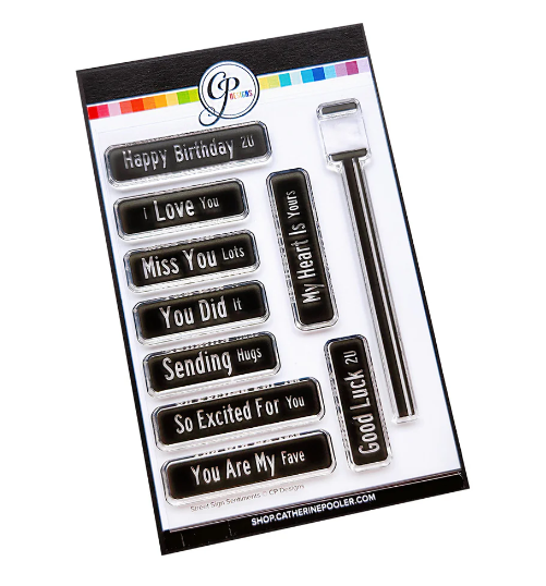 Catherine Pooler Street Sign Sentiments Stamp Set for Card Making