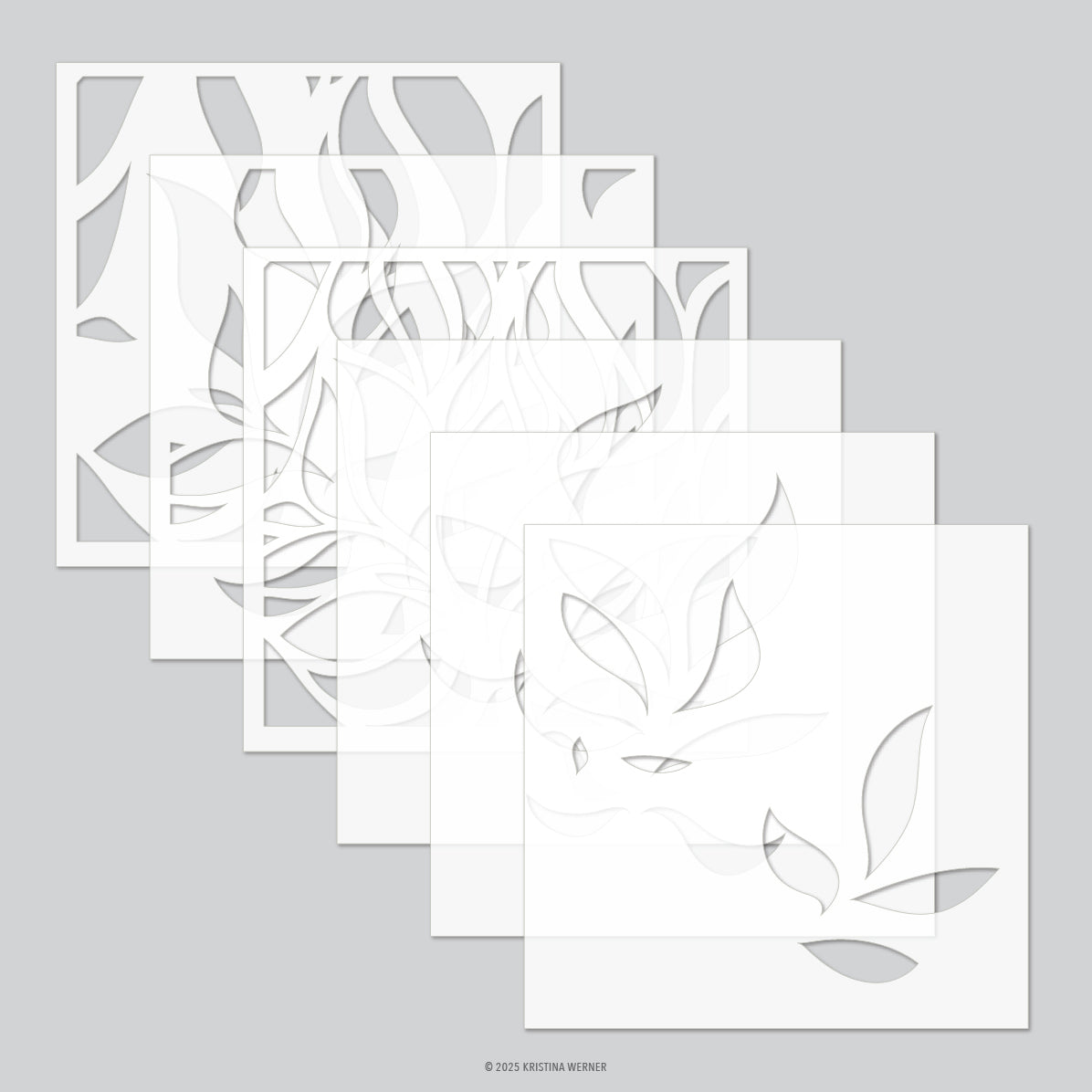 Concord & 9th Krstina Werner KW1113 Long Line Leaves stencils