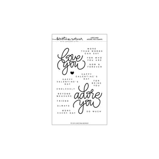 Concord & 9th and Kristina Werner KW1240 Love And Adore You sentiment 
stamp set