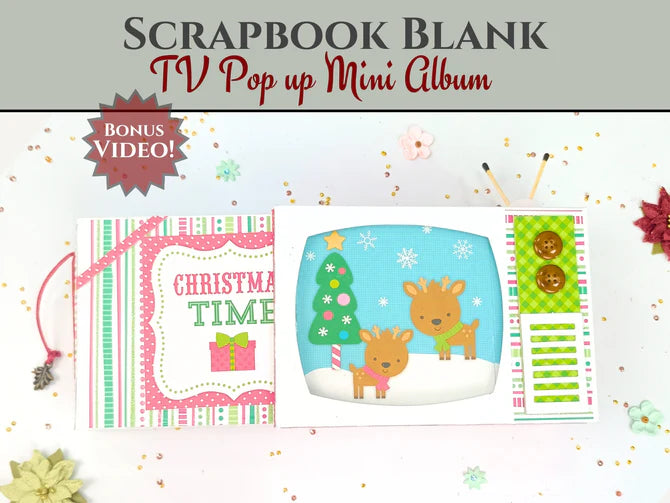 TV Pop Up Mini Album, White - Precut Scrapbook Base