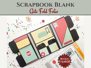 Kraft gate fold scrapbook folio blank with pockets, flips, waterfall layout, and interactive closure—ready for decorating.