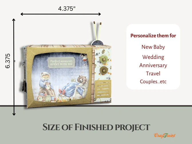TV Pop Up Mini Album, Kraft - Precut Scrapbook Base