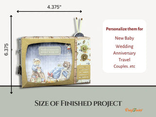 Kraft TV pop-up scrapbook blank with built-in mini album and interactive display box design.