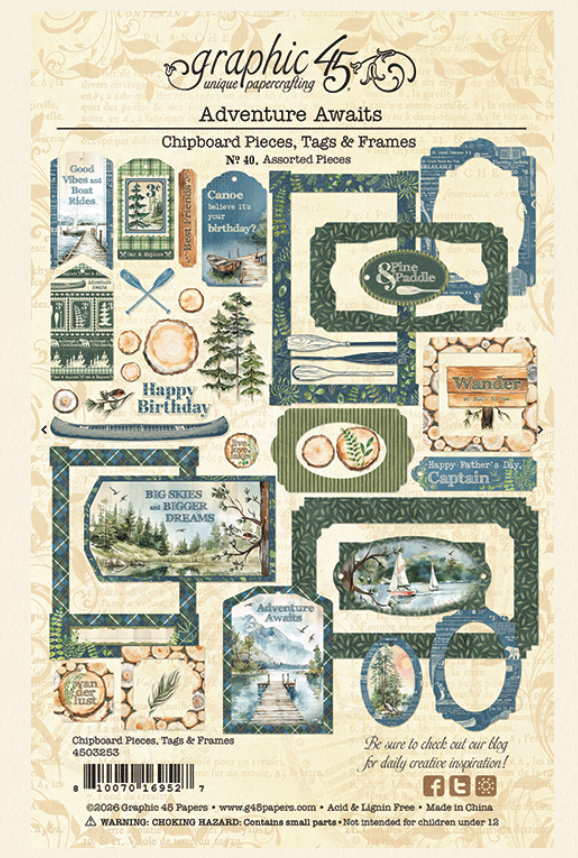Adventure Awaits Chipboard Pieces, Tags & Frames