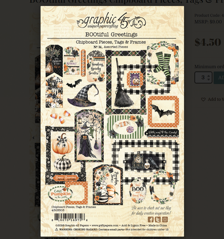 BOOtiful Greetings Chipboard Pieces, Tags & Frames