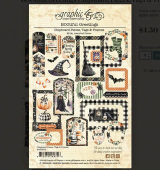 Graphic 45 BOOtiful Greetings Chipboard Pieces, Tags & Frames