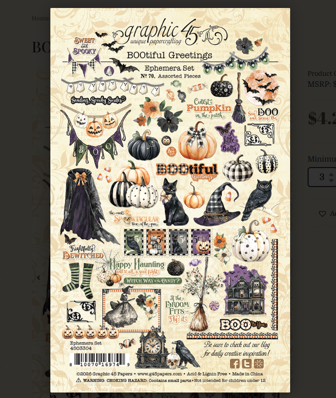 BOOtiful Greetings Ephemera Set