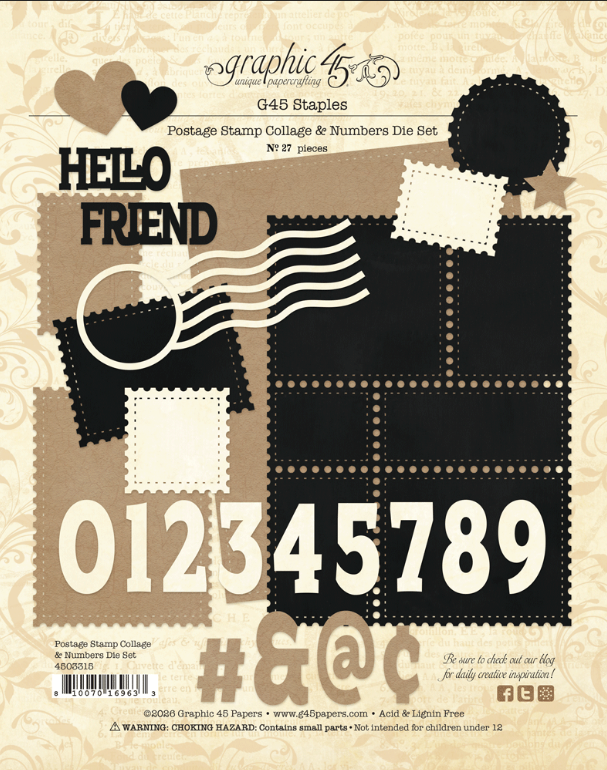 Postage Stamp Collage & Numbers Die Set