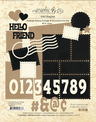 Graphic 45 Postage Collage & Numbers Die Set