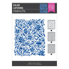 Delft Floral Color Layering Stencils