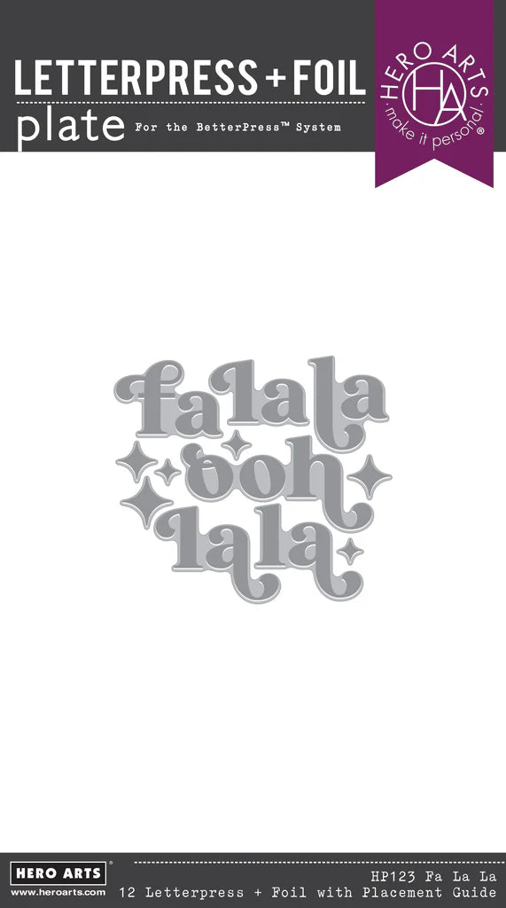 Hero Arts HP123 Fa La La Letterpress + Foil Set for Christmas Card Making