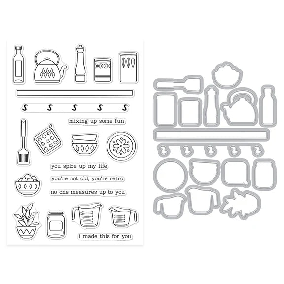 Hero Arts On the Shelf Stamp and Die Cut Set from the Retro Kitchen Collection