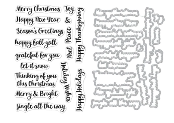 Holiday Season Messages Bundle - Stamp & Dies