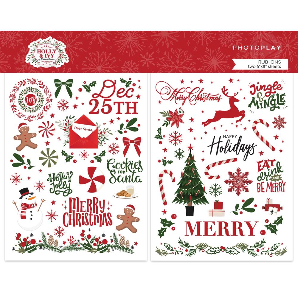 Holly & Ivy Christmas themed rubons from photoplay for christmas scrapbooking and card making