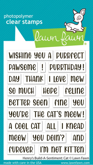 Lawn Fawn Henry's Build a Sentiment Cat Stamp Set