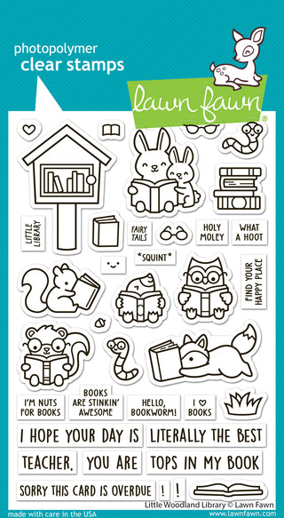 Lawn Fawn LF3486_Little Woodland Library Stamp Set for Card Making