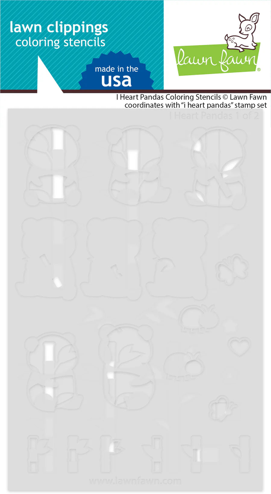 Lawn Fawn I Heart Pandas Coloring Stencils